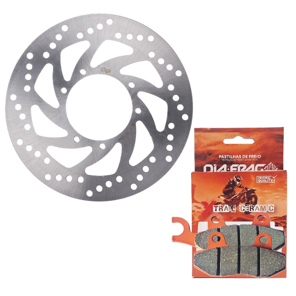 Disco de Freio Dianteiro Lander 250 2006-2015 + Pastilhas Cerâmica Diafrag em Oferta na Shopee