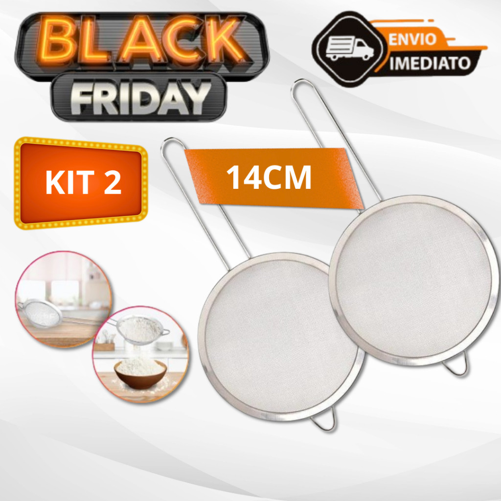 Kit 2 Peneira em Aço Inox Polvilhar Coar 14cm Envio Imediato