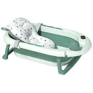 Banheira Dobrável Com Termômetro E Almofada Verde Yuupi em Oferta na Shopee