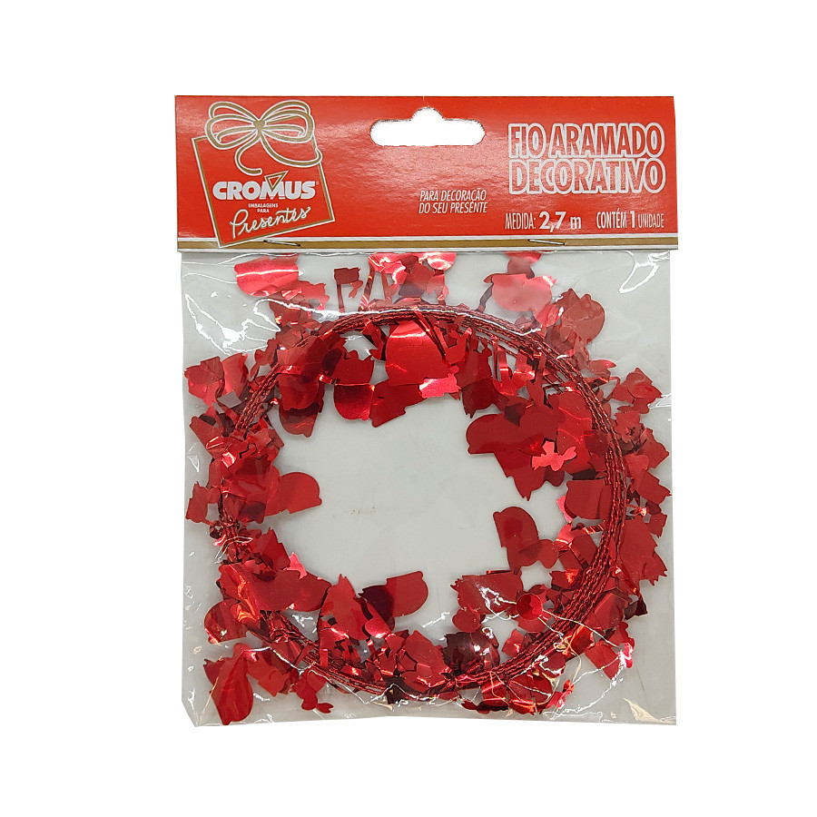 Fio Metalizado Páscoa Vermelho 2,70m - 10 unidades - Cromus - Rizzo - Home & Living