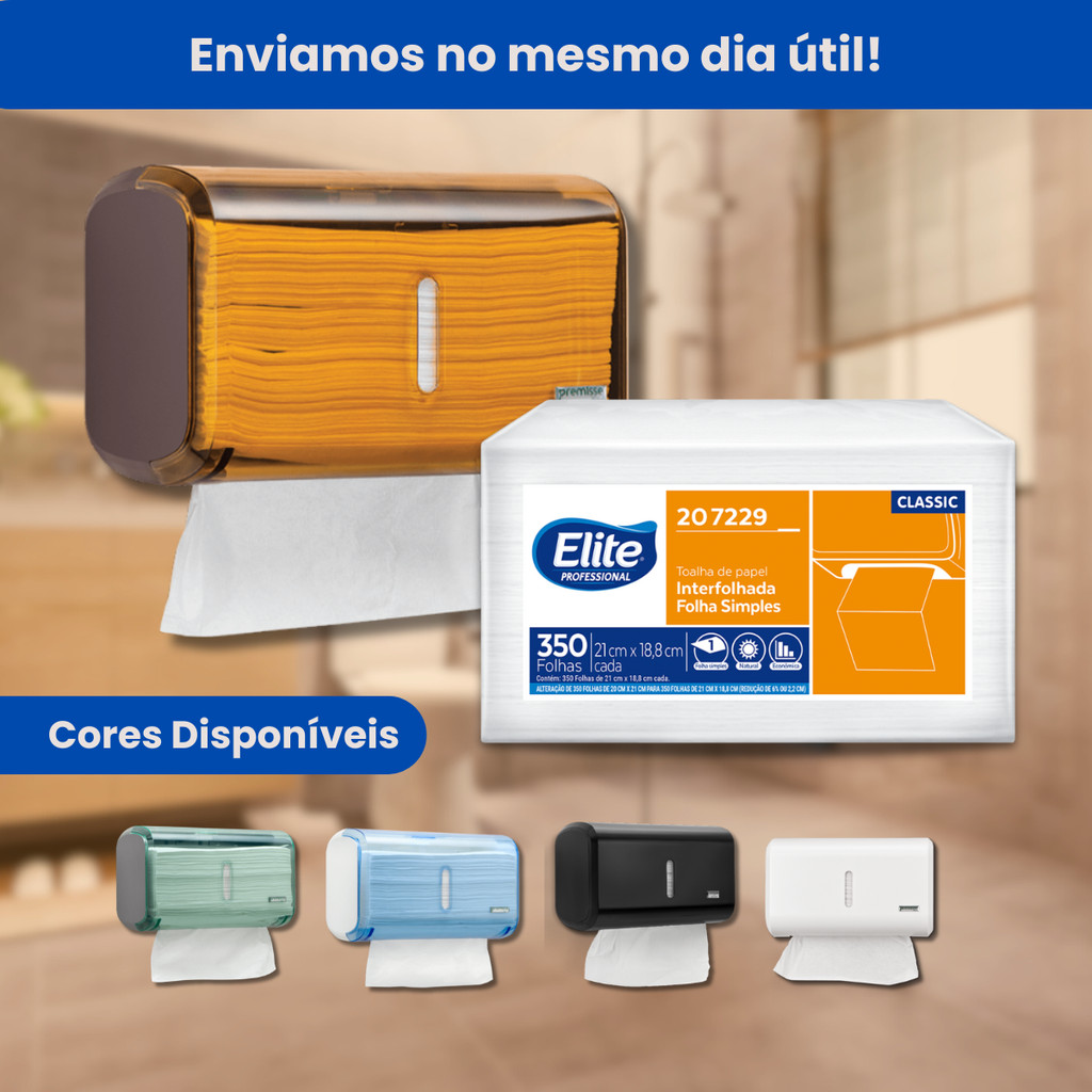 Porta Papel Toalha Compacto Dispenser Banheiro + Papel Toalha Elite Professional