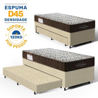 Cama Box com Colchão de Espuma D45 Solteiro Ortobom ISO 150 + Auxiliar de Espuma Solteiro 88cm em Oferta na Shopee
