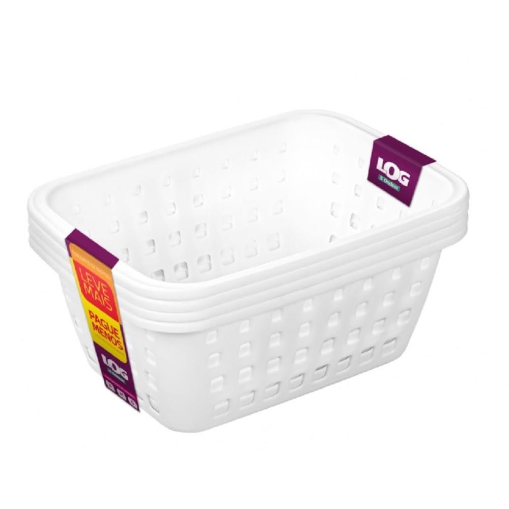 Kit Cesto Organizador Plástico com Furação Branco 3L Leve 4 Pague 3 Log Ordene em Oferta na Shopee
