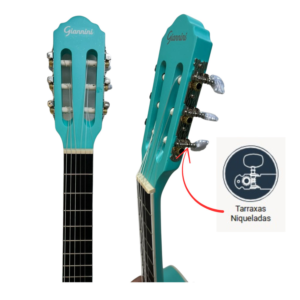 Violão 3/4 Giannini Start N-6 TBS Azul Turquesa Acetinado NY — imagem 2 de 2