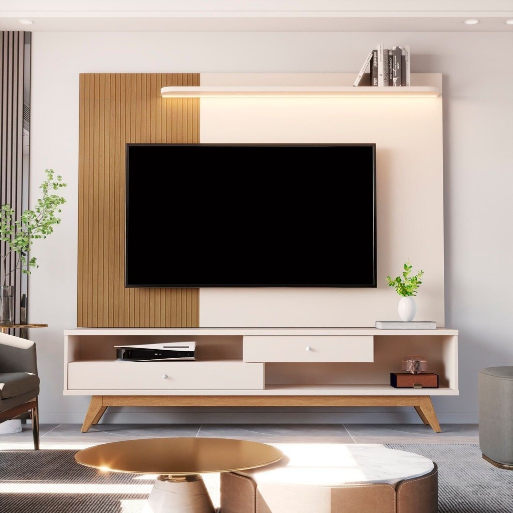 Estante Home Theater para Tv até 75 Polegadas com Led Ripado Impressão 5232