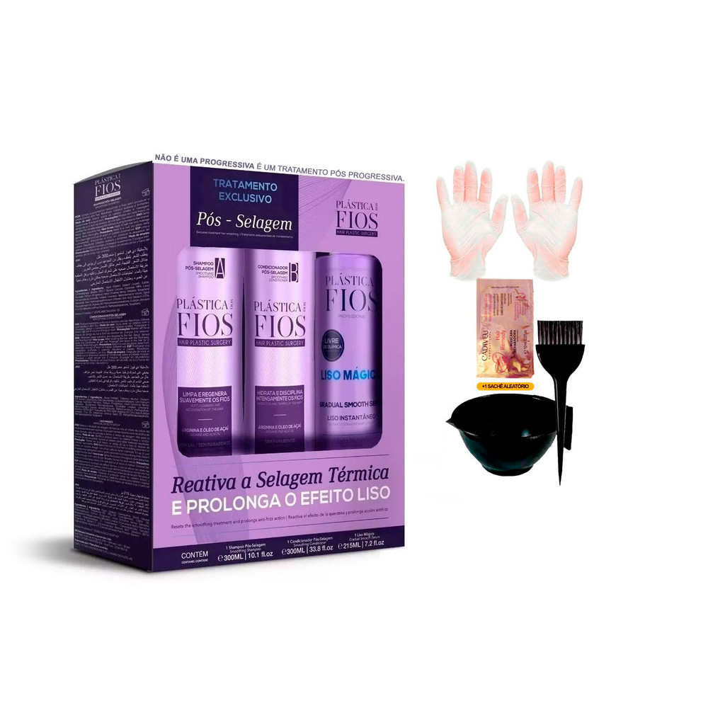 Kit Pós Progressiva Cadiveu 3 Produtos +Cumbuca/Sachê/Luva