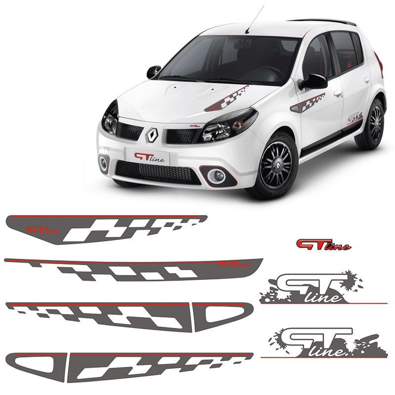 Faixa Sandero Gt Line Adesivo Lateral Capo Traseiro Grafite em Oferta na Shopee