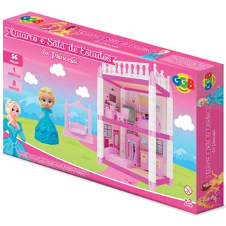 QUARTO E SALA DE ESTUDOS DA PRINCESA GGB BRINQUEDOS 56 PEÇAS CÔMODOS CASINHA MENINAS 8 MÓVEIS BONECA em Oferta na Shopee