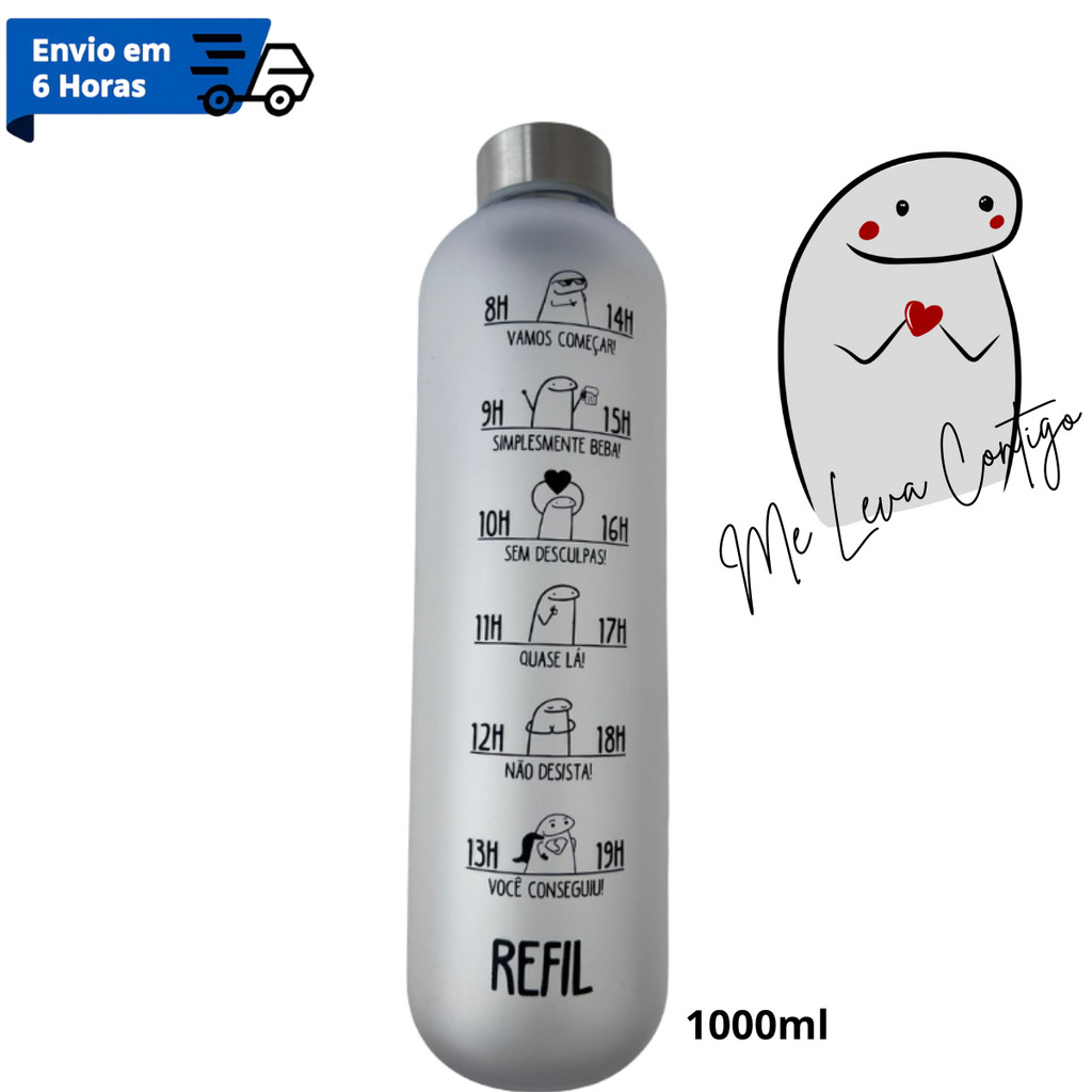 Garrafa Squeeze Motivacional Flork Bentô Emborrachada 1 Litro Branca | Veda Bem