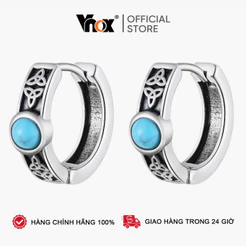 Vnox Vintage Azul Zircão Brincos De Argola Para Homens Retro Pedra Natural Círculo Punk Orelha Fivela Festa Jóias Presen