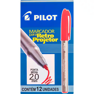 Pincel Retroprojetor 2mm Vermelho Pilot - Caixa com 12 em Oferta na Shopee