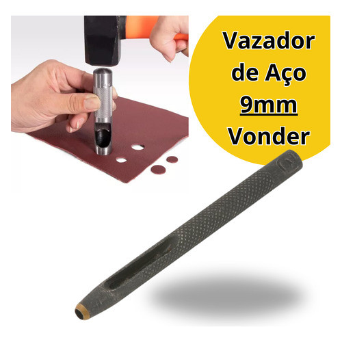 Vazador De Aço Redondo 9mm Vonder Junta Papelao Couro Manual Furador Artesanato em Oferta na Shopee