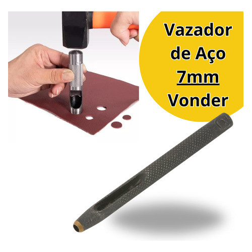Vazador De Aço Redondo 7mm Vonder Junta Papelao Couro Manual Furador Artesanato, Sapateiro em Oferta na Shopee