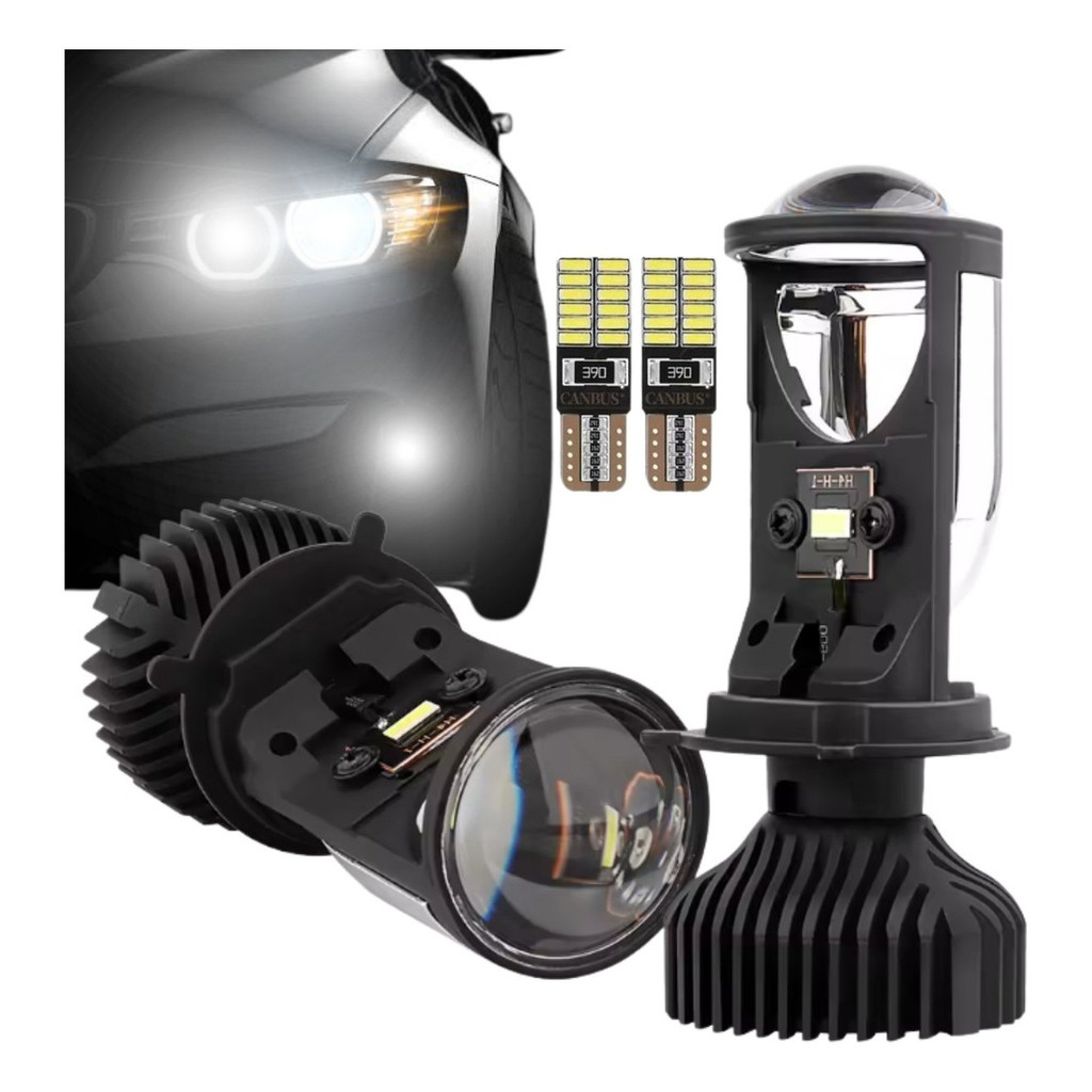 Farol Led Lampada H4 Big Projetor Canhão Conversão Elíptico