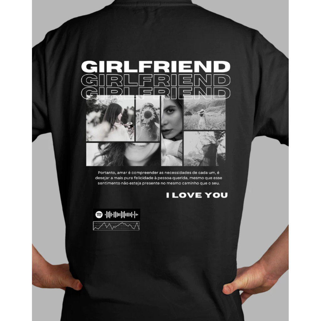 Camiseta com Foto e Nome Trend T1kT0k Blusa Personalizada Blusa Namorado Namorada Girlfriend Casal Casa ENVIE AS FOTOS C em Oferta na Shopee