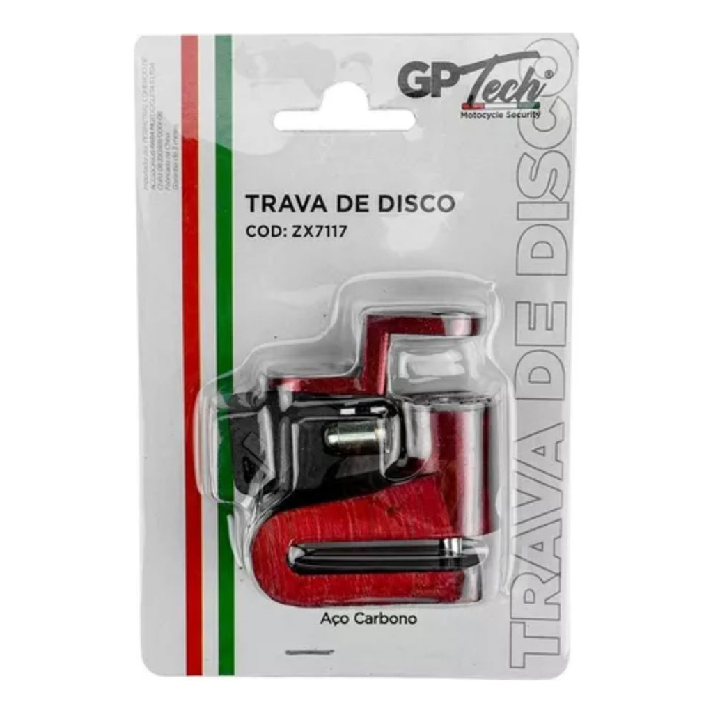 Trava De Disco Zx7117 Vermelha Metálica Para Moto| Gp Tech em Oferta na Shopee