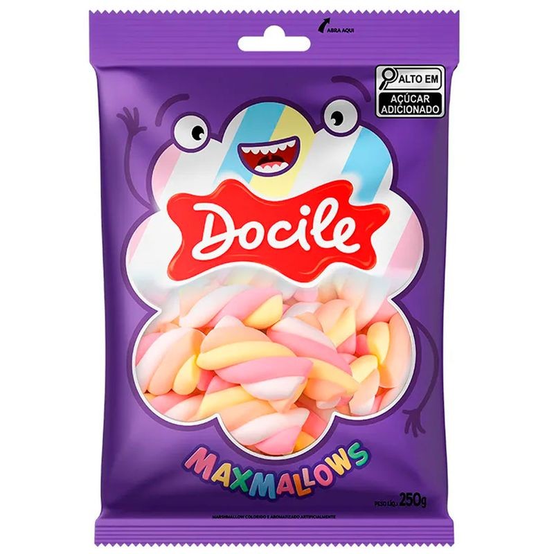 Marshmallow Maxmallows Twist Color 2 Morango Docile 250g - Food & Beverages