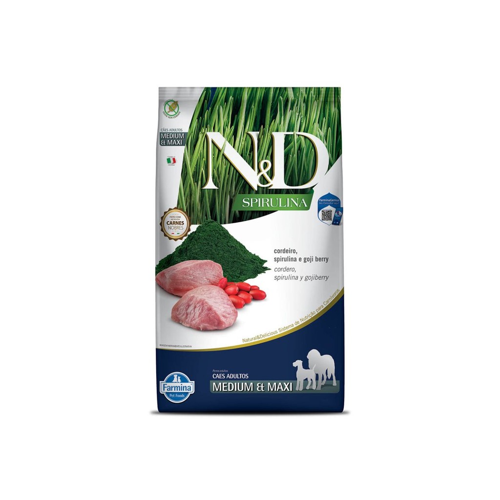 Ração N&D Spirulina Cães Adultos Medium/Maxi Suíno 10,1kg | Alimento Rico em Spirulina