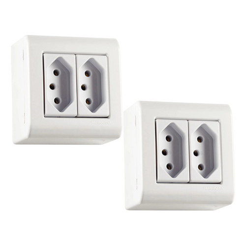 Kit 2 Tomada Dupla 10a 250v Tramontina Lizflex Branca em Oferta na Shopee