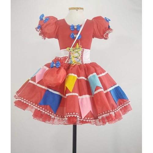 Vestido Infantil Festa Junina Antônia Vermelha