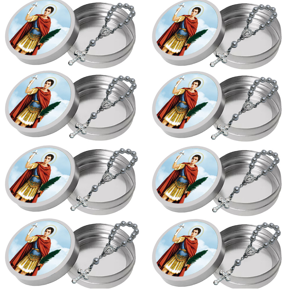 10 Latinha 10 Mini Terço Santo Expedito Lembrancinha Catolic
