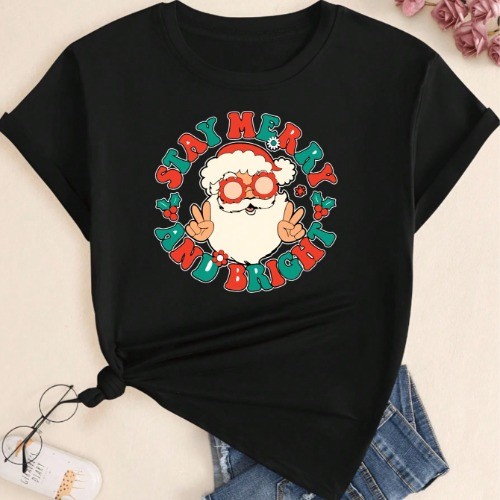 Camiseta Stay Merry And Bright Estampado Blusa Feminina Streetwear Manga Curta **ENVIO RAPIDO**