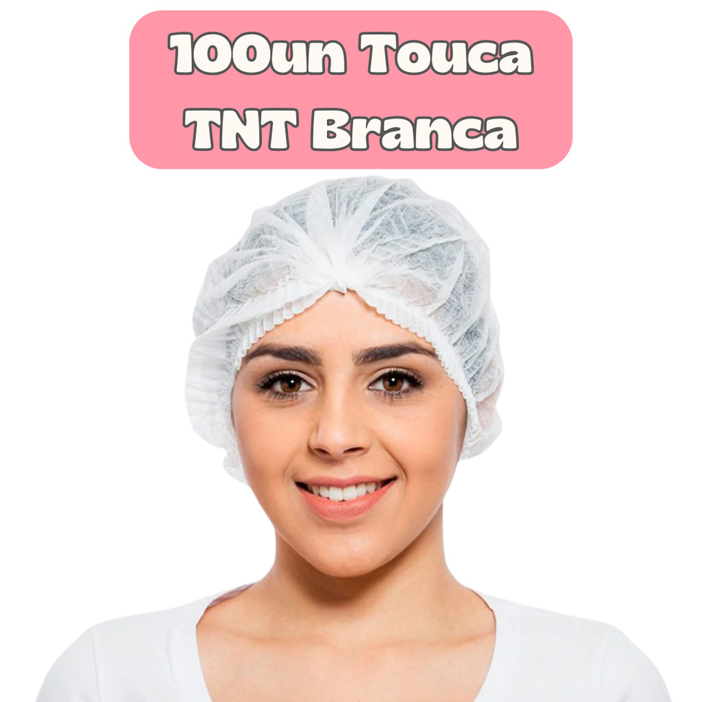 100 Unidades Touca Descartável TNT BRANCA | Proteção e Higiene | Atacado