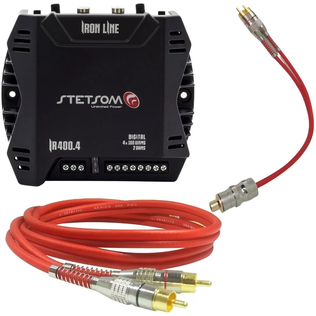 Kit Completo Amplificador Com Cabo 1m Rca E Cabo Y 400 Pro