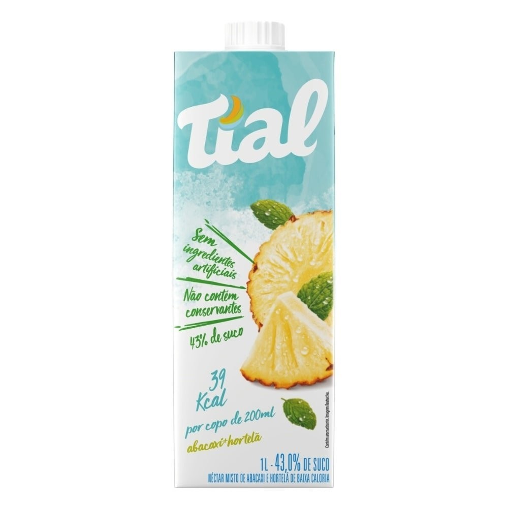Suco Tial Nectar Abacaxi Hortelã Baixa Caloria 1 Litro ¿ Embalagem 12 Unidades - Food & Beverages