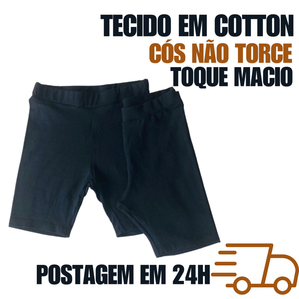 Kit 2 short infantil menina - bermuda modelo ciclista em Oferta na Shopee