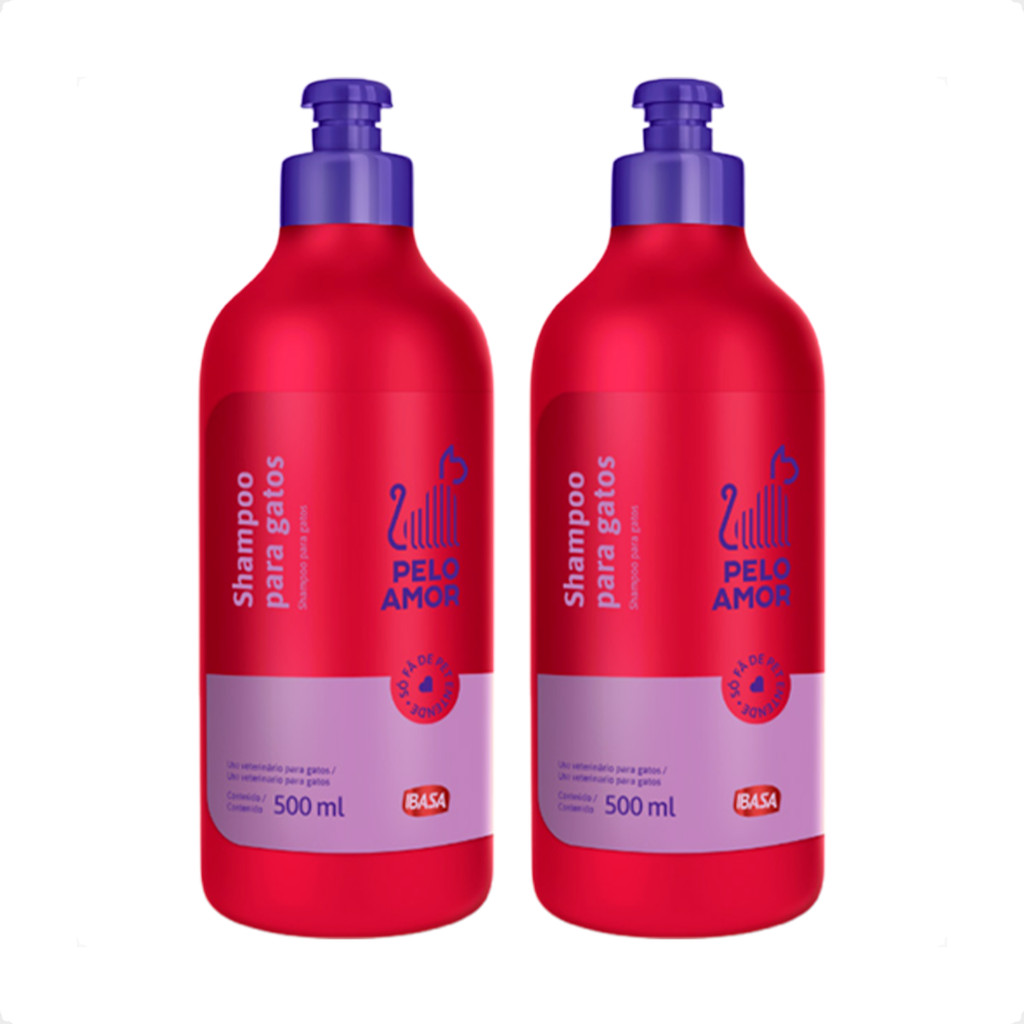 Kit 2 Shampoo Pelo Amor Ibasa para Gatos - 500ml - Pets