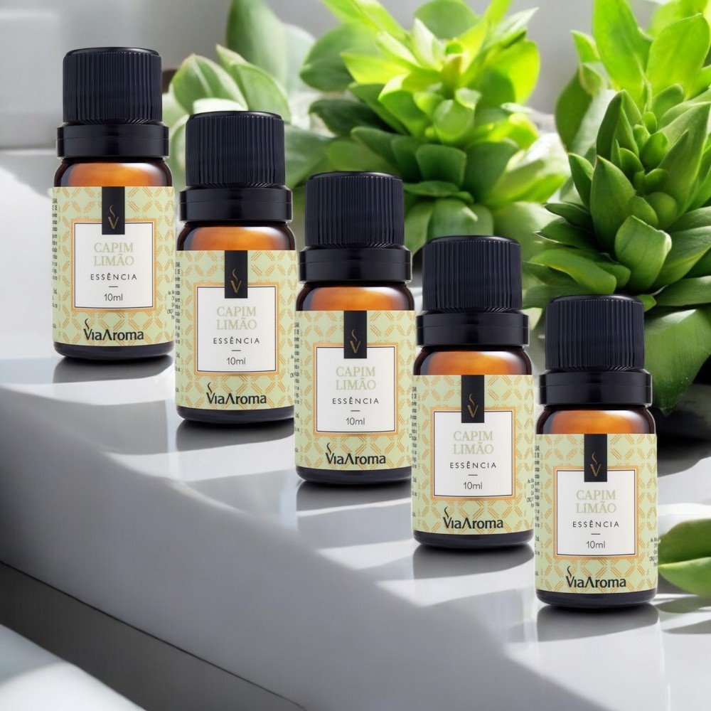 Kit ate 5 Essência Via Aroma - 10ml aroma Capim Limão
