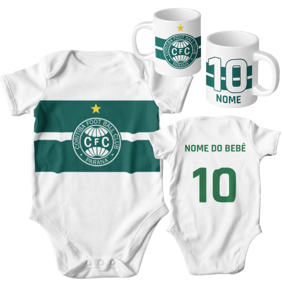 Kit Coritiba Personalizado com Nome e Número: Body Bebê e Caneca