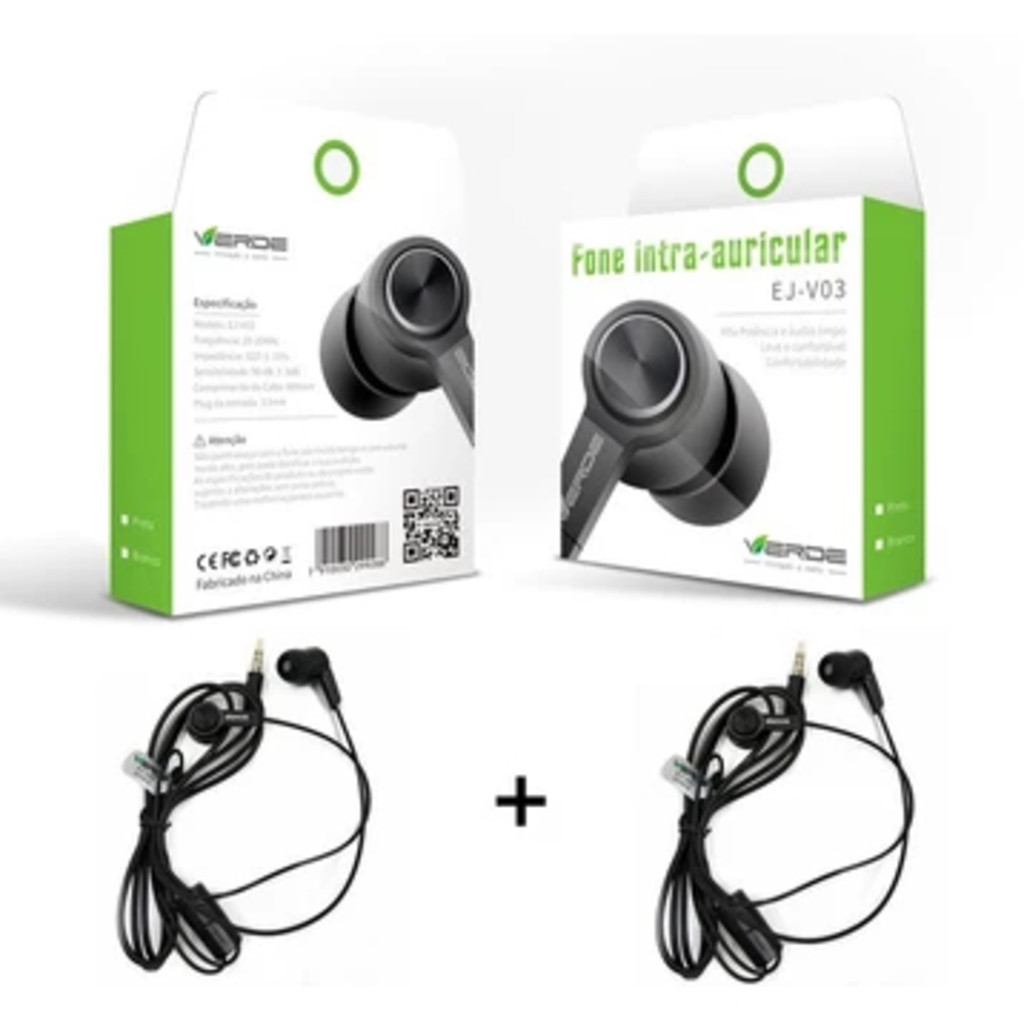 2pcs Fone Da Verde Fone De Ouvido Com Fio/Microfone Extra Bass Alta Resolucao Headsets-v03 em Oferta na Shopee