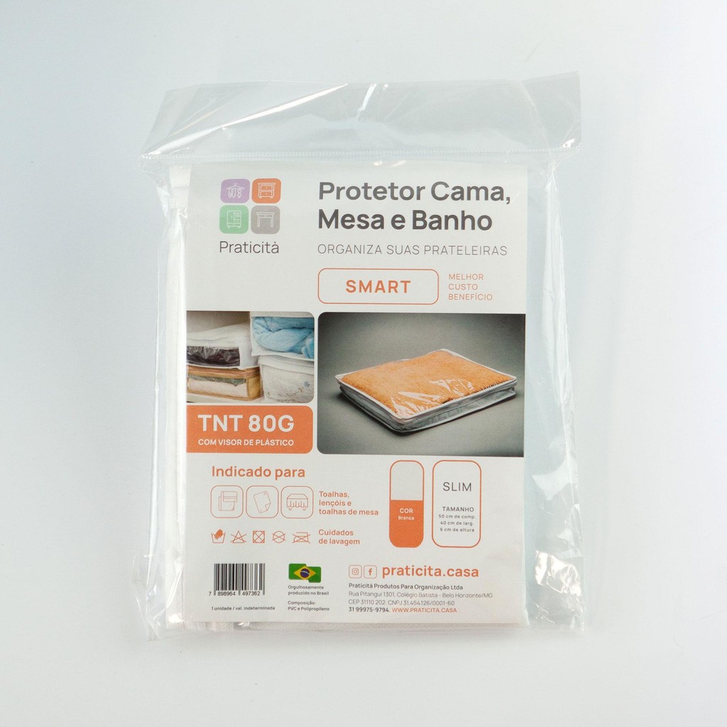 Protetor Para Roupas de Cama, Mesa e Banho Slim Smart Branco