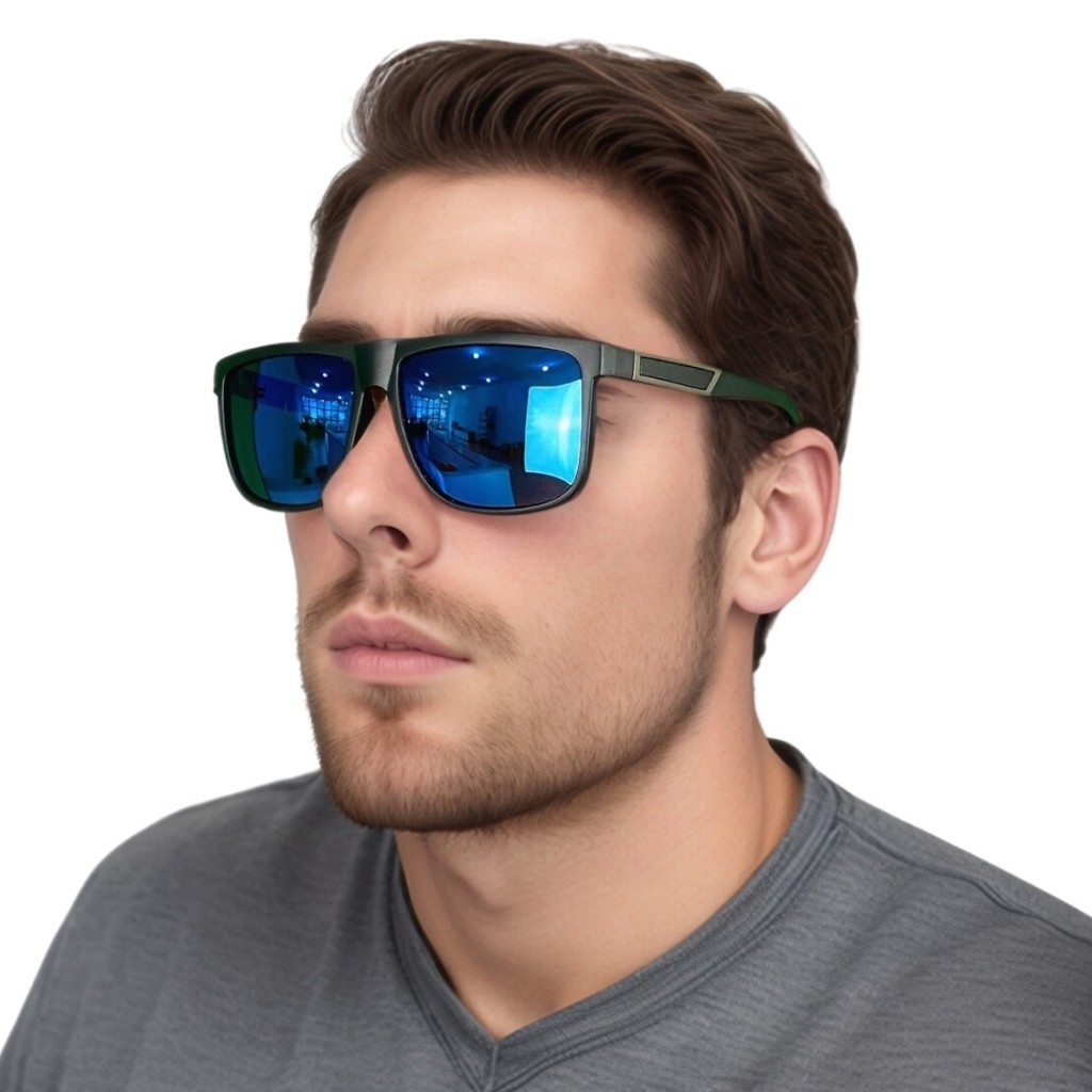 Óculos de Sol Quadrado Masculino Preto e Marrom Proteção Uv400 Novidade Polarizado