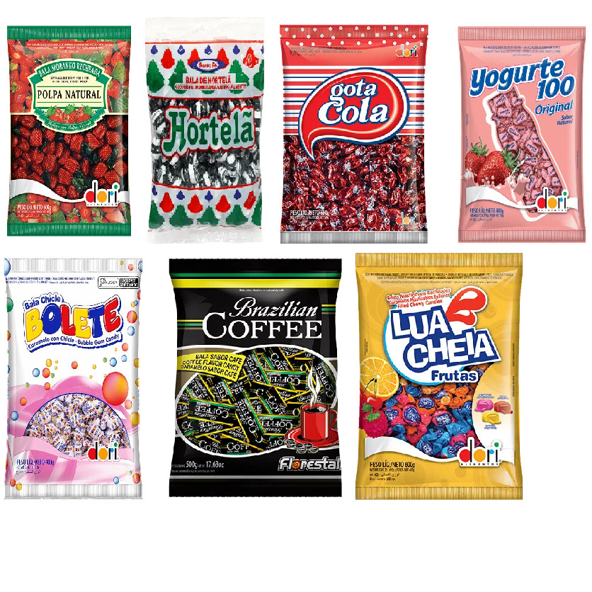 Bala Morango - Hortelã - Café - Chiclete - Cola - Yougurte - Lua Cheia - Doce - Balas