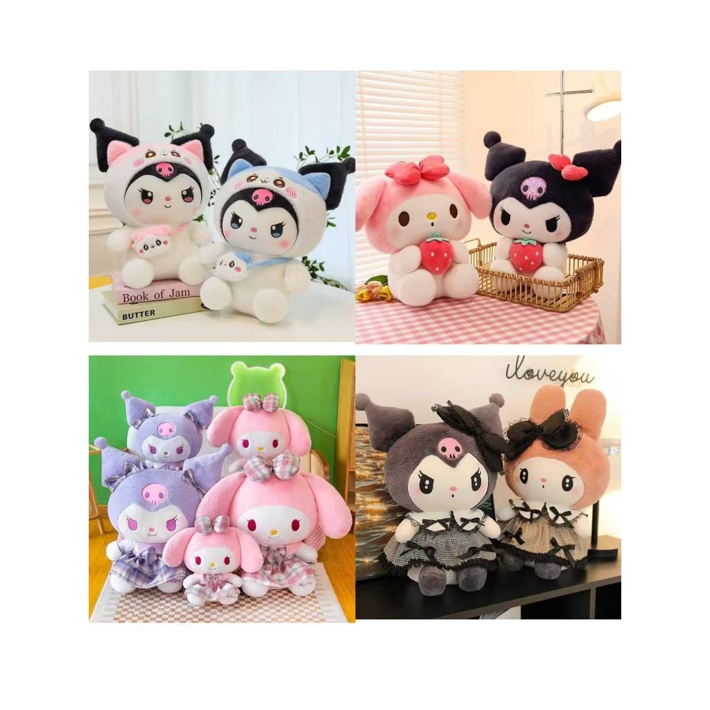Pelúcia Grande Kuromi ou My Melody 50cm – Boneca Kawaii para Presente | Sanrio Oficial em Oferta na Shopee