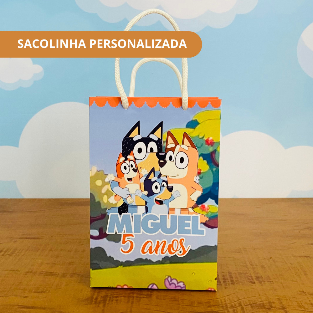 Sacolinha Personalizada BLUEY MENINO - JÁ VAI MONTADA