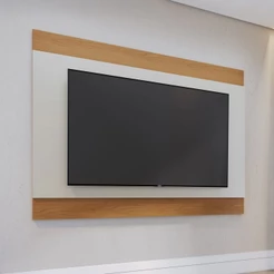 Painel para TV Até 75 Polegadas Amazonas Off White Matte/Freijo - Pnr Móveis