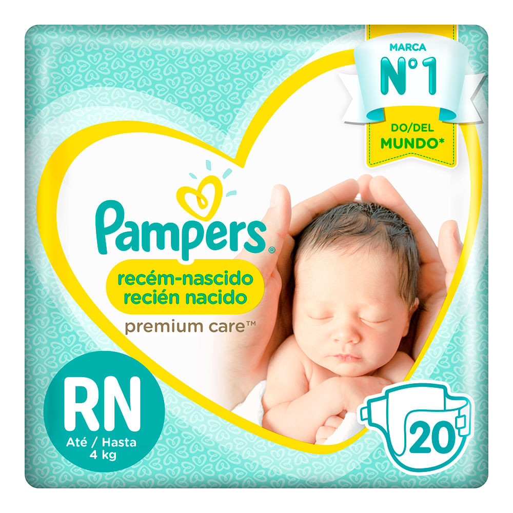 Fralda Descartável Pampers Premium Care Recém-Nascido RN 20 Unidades
