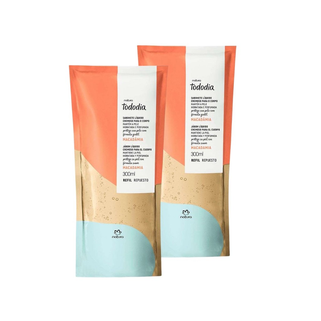 Kit 2x Refil Sabonete Líquido Natura Tododia Macadâmia – Nutrição Suave com Perfume Aconchegante