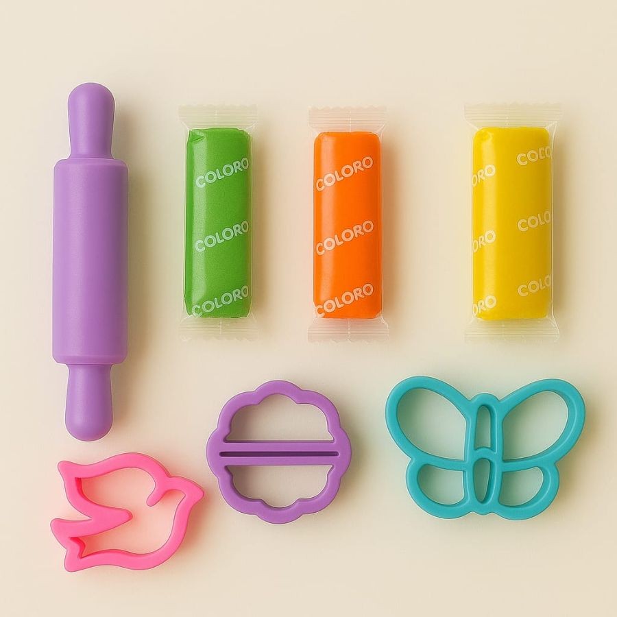 Kit Molde e Crie Infantil Massinha Decoração e Diversão 7 Peças Plástico Brincadeiras Divertidas