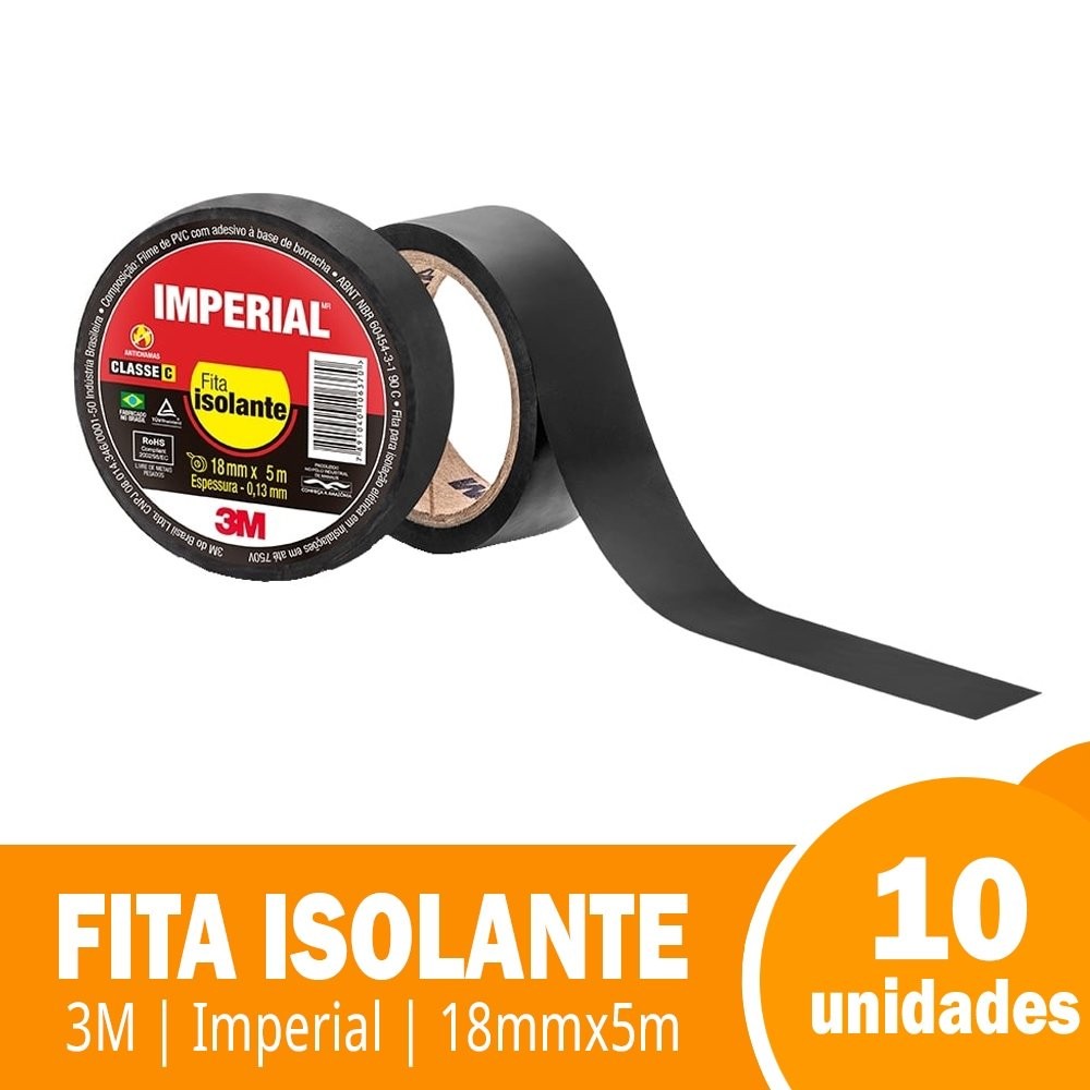 Fita Isolante 3M Imperial 18mmx5m - Embalagem com 10 Unidades