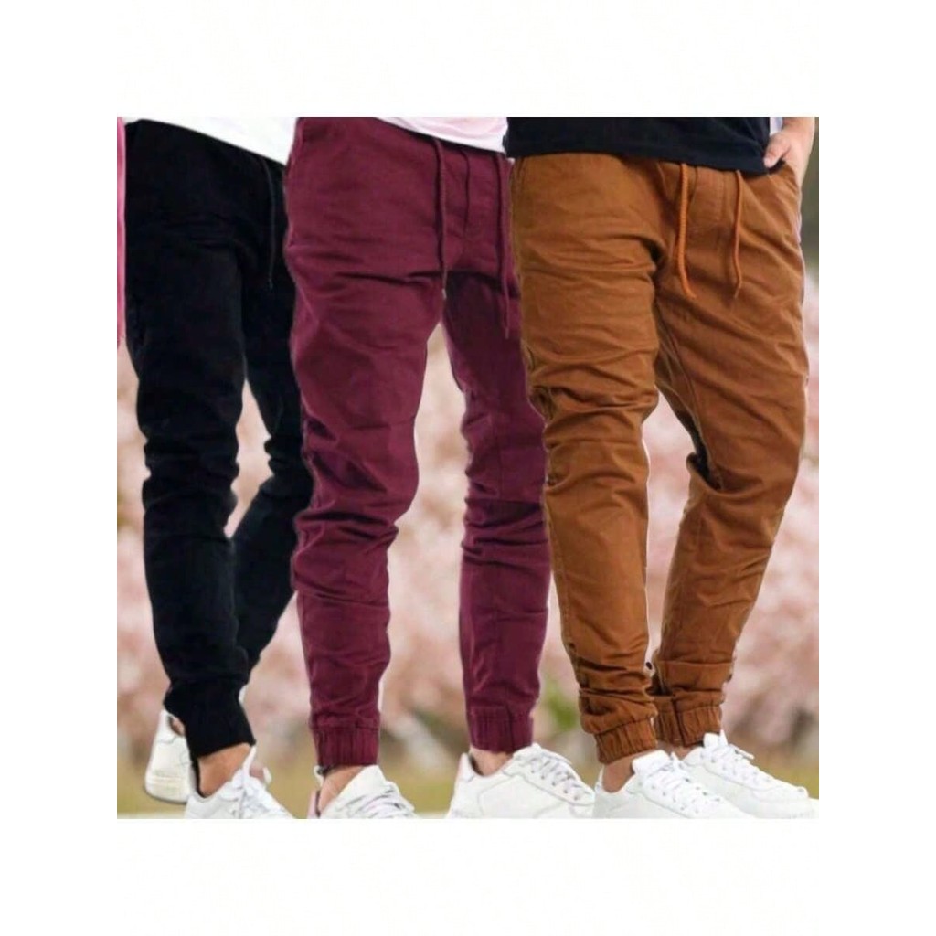 Kit 3 Calça Jogger jeans Masculina Calças Jeans Sarja Preto Masculina Jogger Punho Elastico