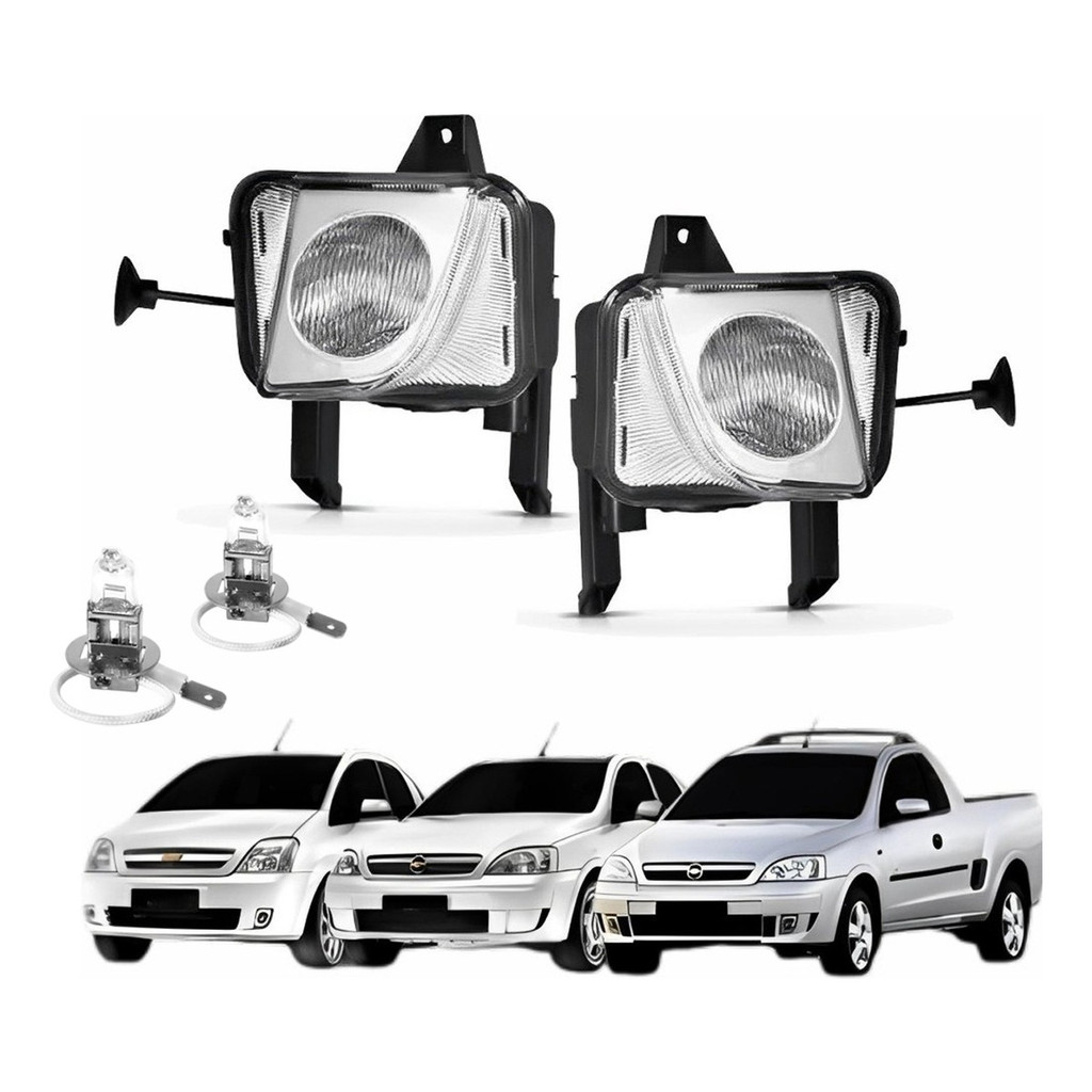 KIT PAR FAROL AUXILIAR NOVO CORSA / MERIVA 2003 2012 / MONTANA 2003 2010 LD/LE +LÂMPADA H3 HALÓGENA em Oferta na Shopee