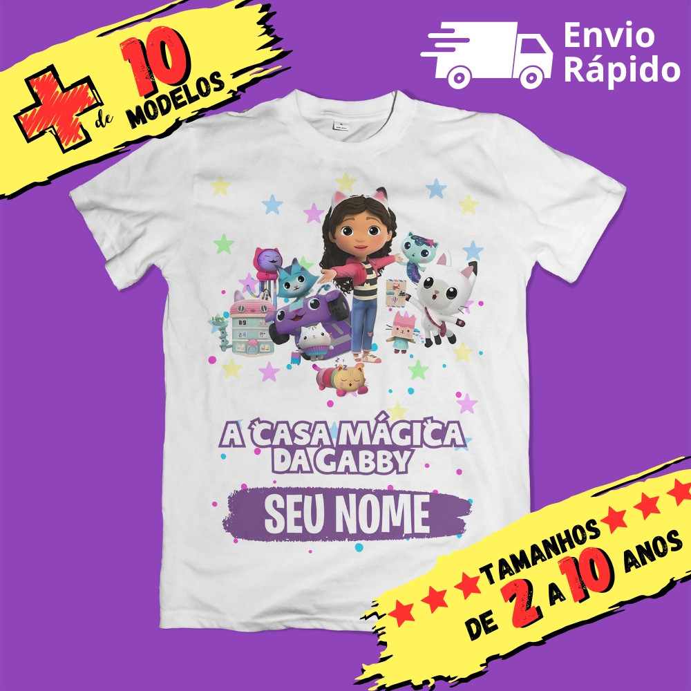 Camiseta Camiseta Infantil A casa mágica da Gabby Personalizada com nome (opcional) Envio Rapido