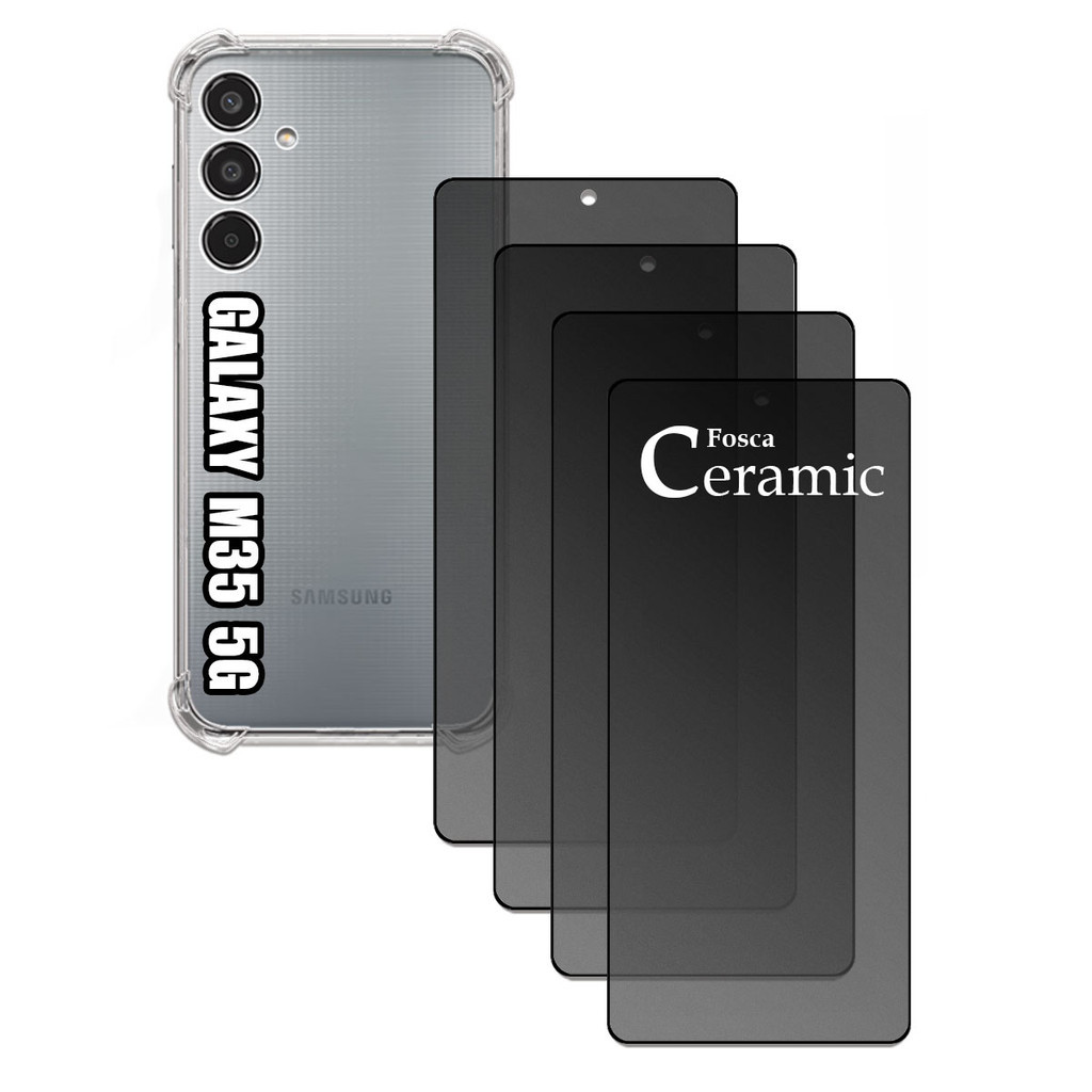 KIT Para Samsung Galaxy M35 - Película de Privacidade Fosca 9D + Capa