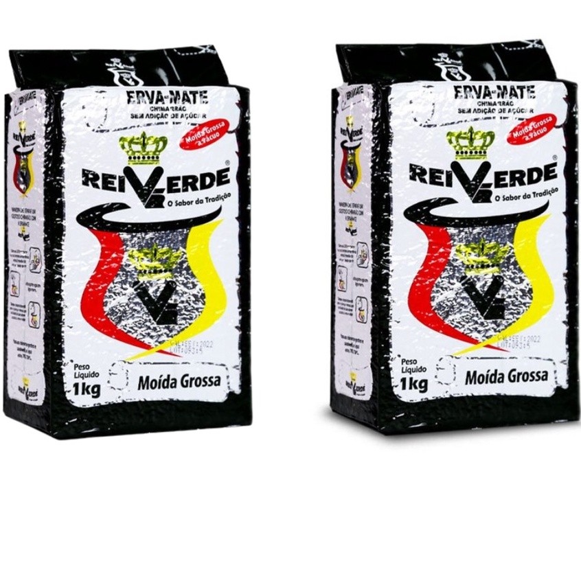 Erva Mate Rei Verde Moída Vácuo Grossa Kit 2 Quilos