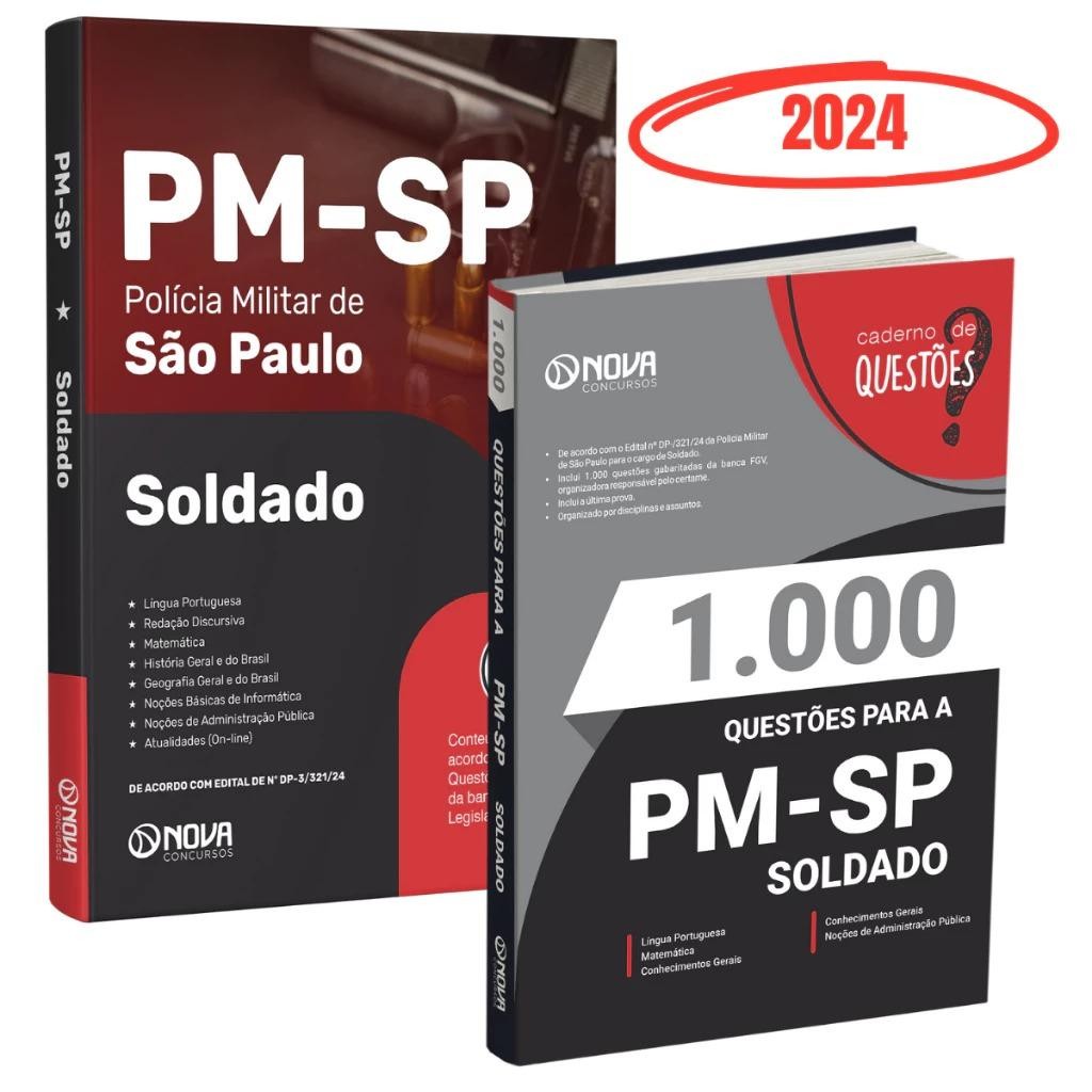 Imagem KIT PM-SP 2024 - Soldado (Apostila + 1.000 questões)